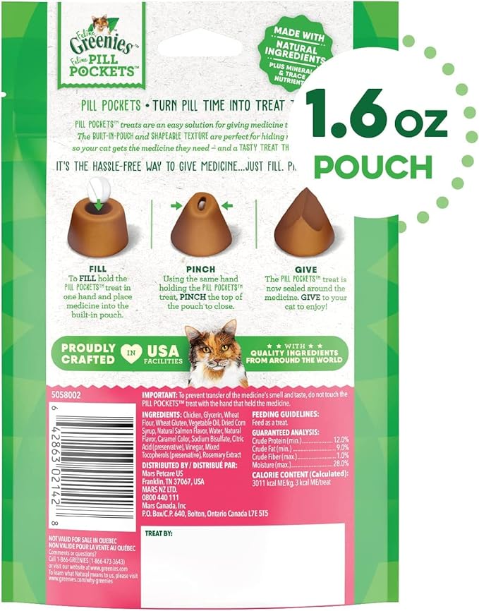 Feline Greenies Pill Pockets Salmon 45 count 1.6 6 PACK