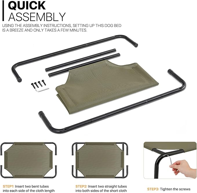 MoNiBloom Elevated Dog Bed Cooling Raised Ped Bed Portable Dog Cot for Camping or Beach 35 Inches