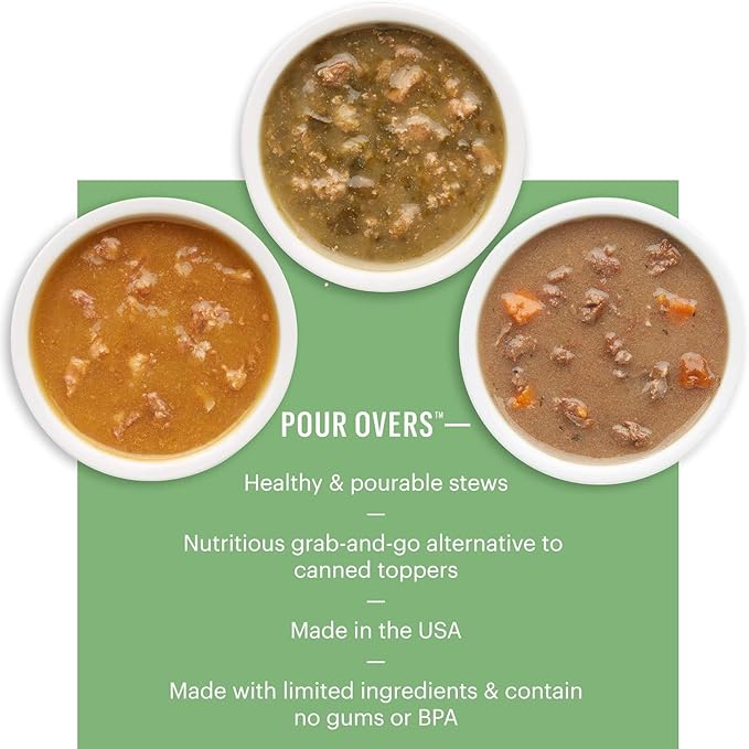 Variety Pack (6) Honest Kitchen Superfood Pour Overs Wet Toppers for Dogs (2) Lamb & Beef (2) Turkey (2) Chicken (5.5-oz Each) with AuroraPet Wipes