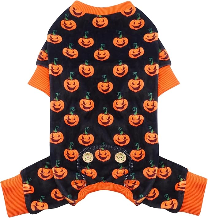KYEESE Dog Pajamas Halloween Orange Pumpkin Dog Pjs