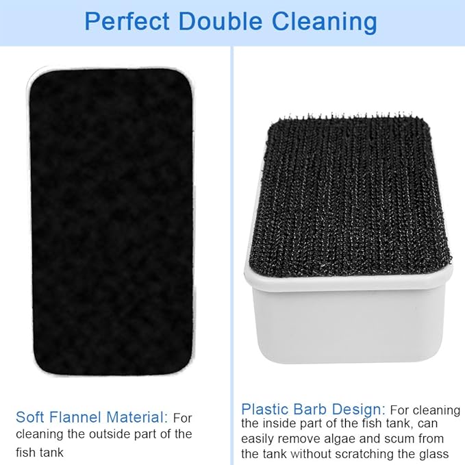 Aquarium Cleaner Fish Tank Glass Cleaner Algae Cleaner Scraper Magnetic Scrubber Algae Clean Brush 2 Pcs, 1 Yr