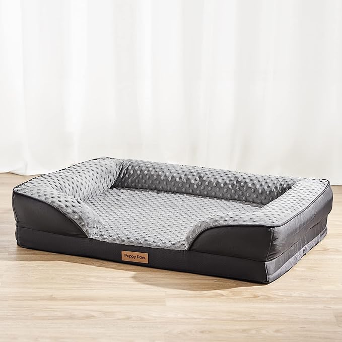 Soft Supportive Certipur-Us Certified Egg Crate Foam Dog Bed for Large Dogs (35" x 25" x 7", Up 75LBs)