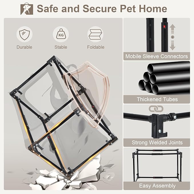 Lekereise Collapsible Dog Crate for Travel 2-in-1 (16.5" x2) x12.6"x12.6"