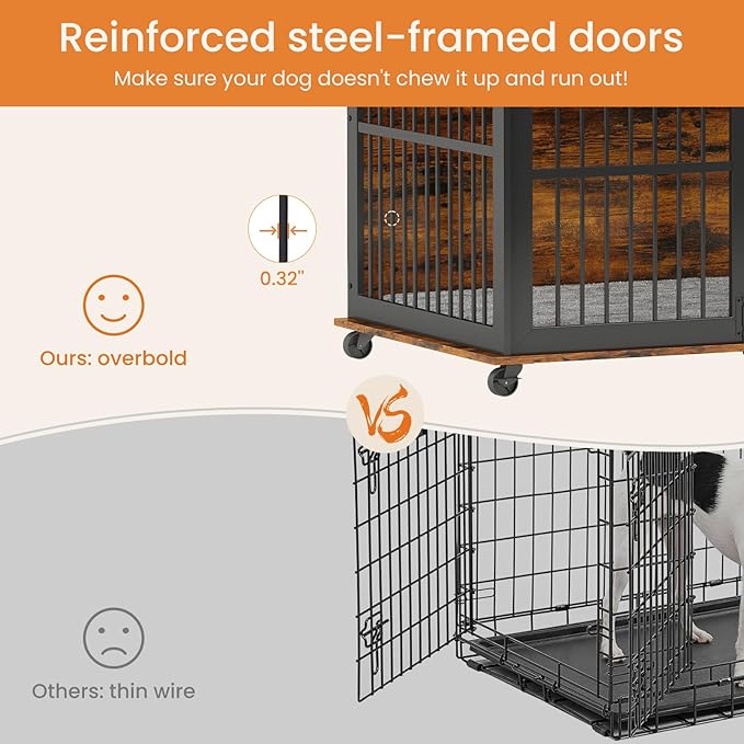 NicBex Dog Crate Furniture Dog Cage with Sliding Iron Doors and Lift Top