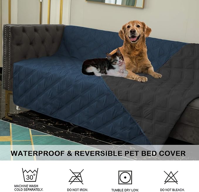 SUNNYTEX Waterproof & Reversible Dog Bed Cover Sofa Pets,(82 * 102")