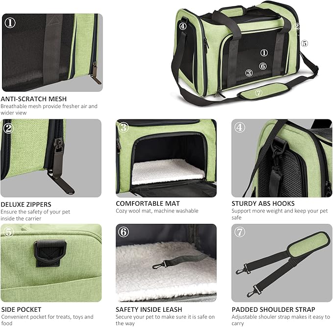 Henkelion Large Cat Carriers Dog Carrier Pet Carrier for Large Cats Dogs Puppies up to 25Lbs