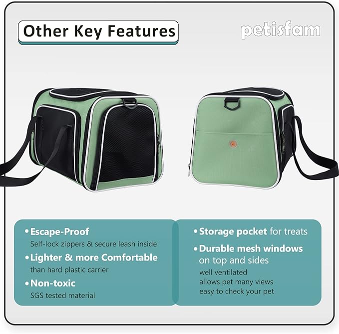 Soft Pet Carrier for Medium Cats and Small Dogs with Washable Cozy Bed 3 Doors