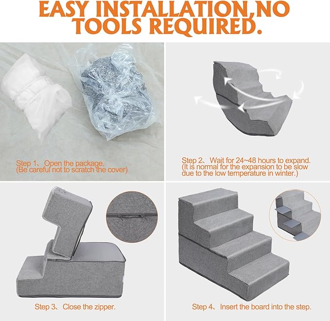 Topmart Dog Stairs for Small Dogs 4-Step,18.1" H,