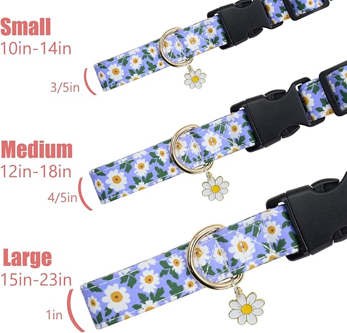 Flower Patterns Dog Collar with Accessories