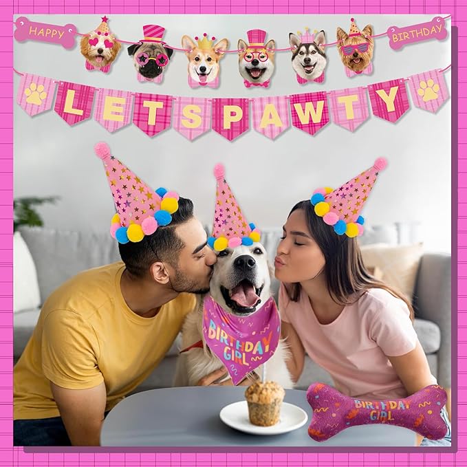 Dog Birthday Party Supplies Puppy Party Decorations with Dog Bandana