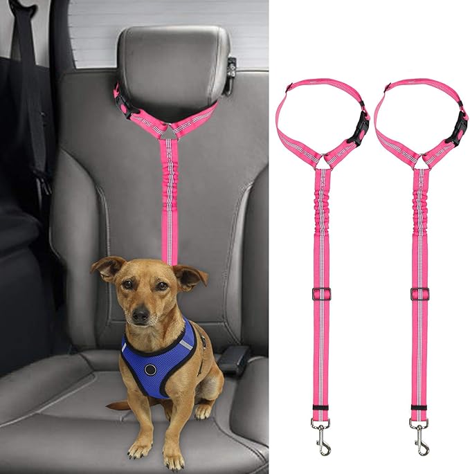 BWOGUE 2 Packs Dog Cat Safety Seat Belt