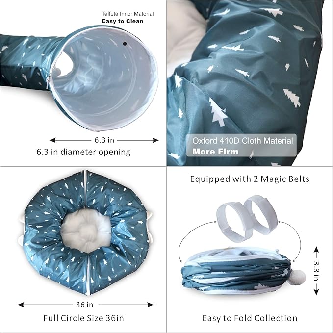 AUOON Cat Tunnel Bed with Central Mat 410D Cloth