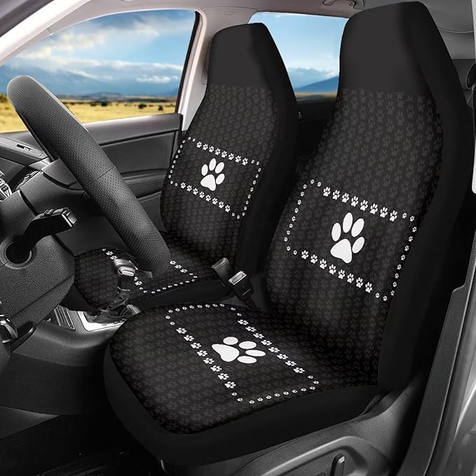 Dog Paws Printed Car Seat Covers Auto Protective Accessories Gift Front Seats Only Full Set of 2