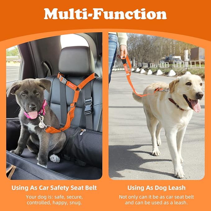 BWOGUE 2 Packs Dog Cat Safety Seat Belt