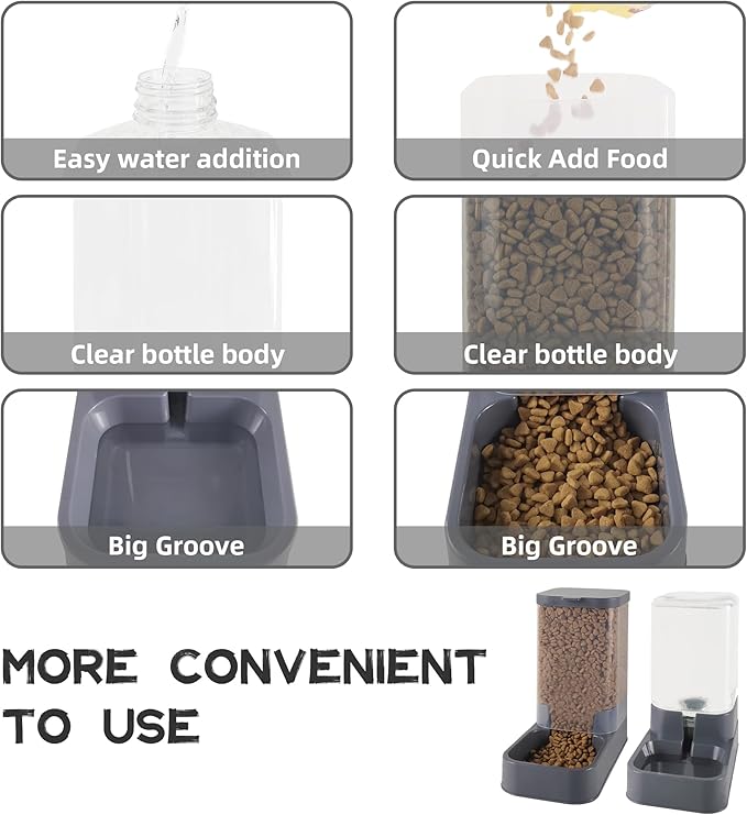 Automatic Cat Feeder and Water Dispenser with Pet Food Bowl Capacity(3.3L x 2)