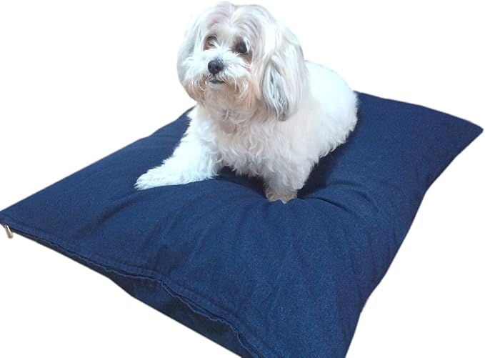 DIY Do It Yourself Heavy Duty Durable Blue Denim Jean Pet Dog Pillow Cover + Internal Inner Waterproof Resistant Case Set for Small Medium Dog 36''x29'')