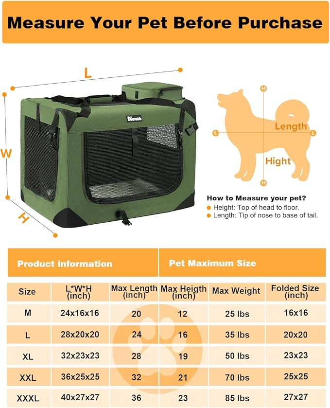 Extra Large Dog Crate with 2 Foldable Bowl 32 Inch (32" L 23" W 23" H,