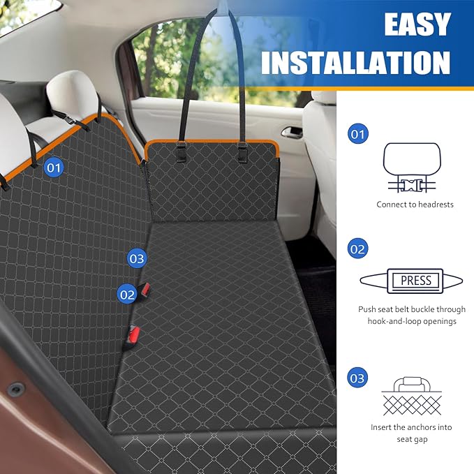Dog Car Seat Cover for Back Seat Dog Seat Cover with Storage Pocket Dog Hammock Protects Against Dirt Dog Seat Covers for Cars Scratch Prevention Fits for SUVs and Trucks 54"x 58"
