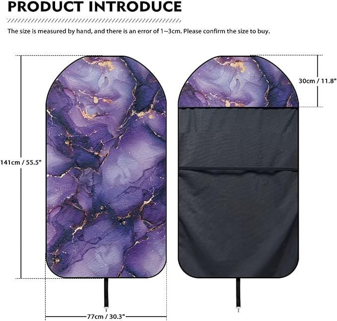 Purple Marble Sweatproof Towel Car Front Seat Cover Non-Slip Bucket Seat Protector Easy to Install Universal Seat Cover for Car
