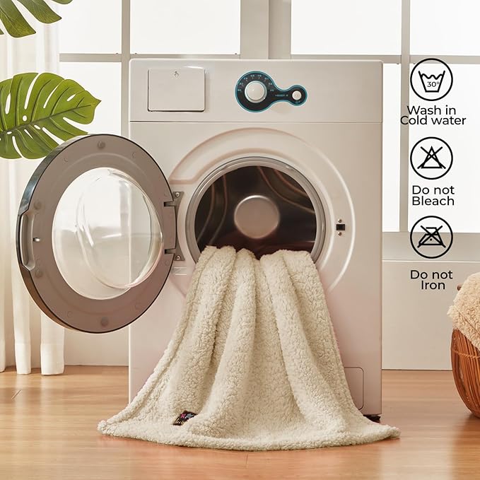 Luciphia Waterproof Dog Blanket Soft Pet Sherpa Calming Thick Blankets Protector(Beige,63x50 inches)