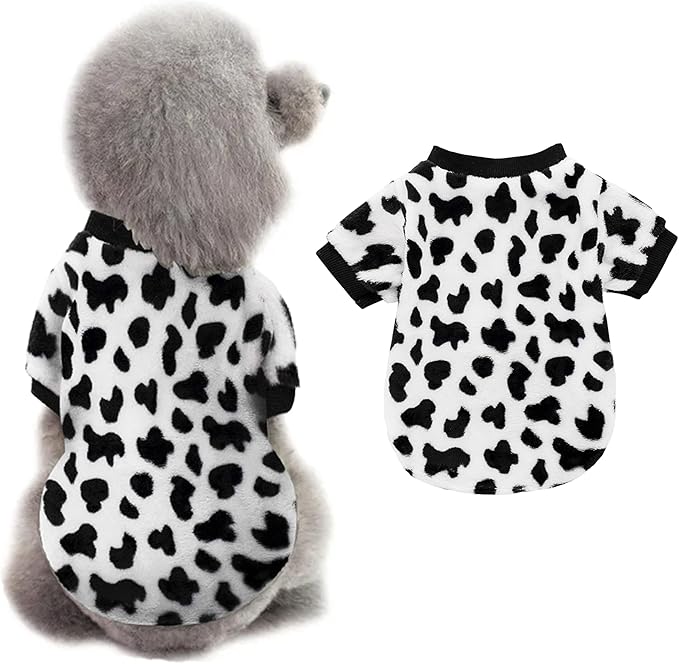 Halloween Pet Dog Costume Cute Soft Cotton Puppy Pajamas Autumn Winter Pet Warm Coat Jumpsuit Clothes for Small Dogs and Cats (Cow Spot Pattern