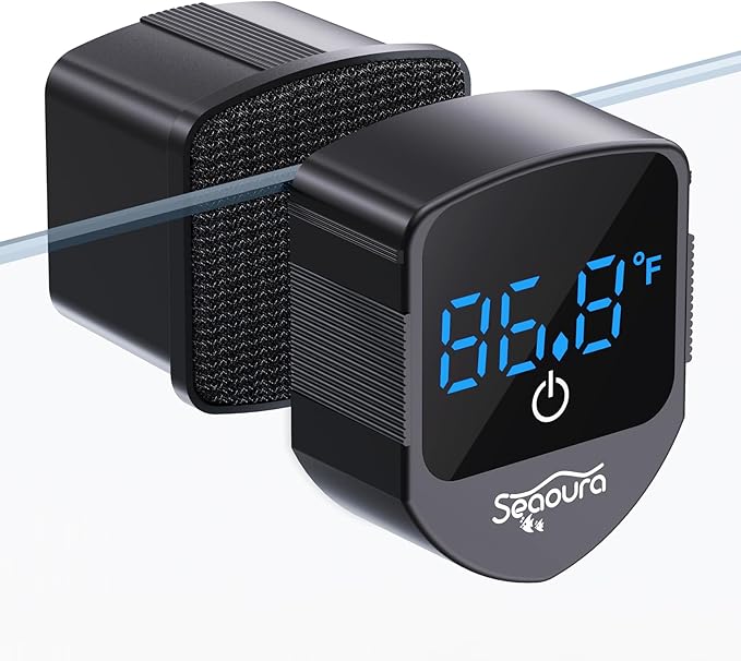 2-in-1 Aquarium Magnetic Cleaner with Digital Aquarium Thermometer 1-30 Gallons