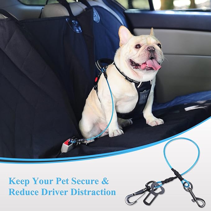 VIVAGLORY Dog Seat Belt 22", Blue