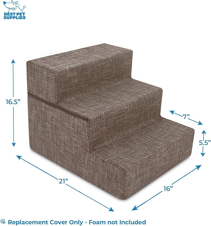 Best Pet Supplies Foldable Pet Stairs Cover for Foam Dog Ramps 3-Step