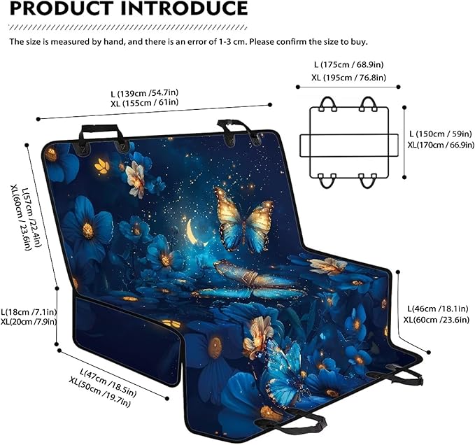 AFPANQZ Blue Butterfly Dog Cat Seat Cover