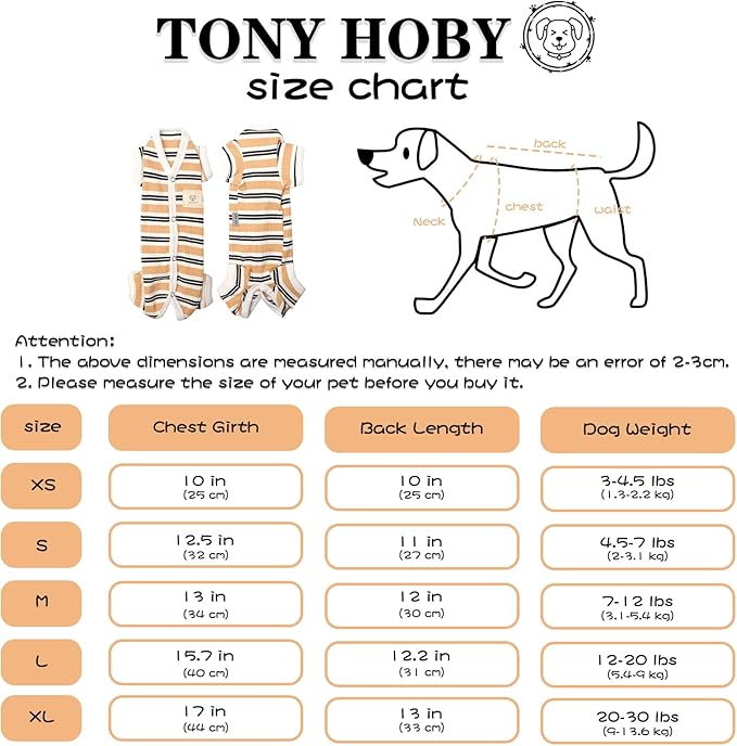 TONY HOBY Dog Pajamas 4 Legged