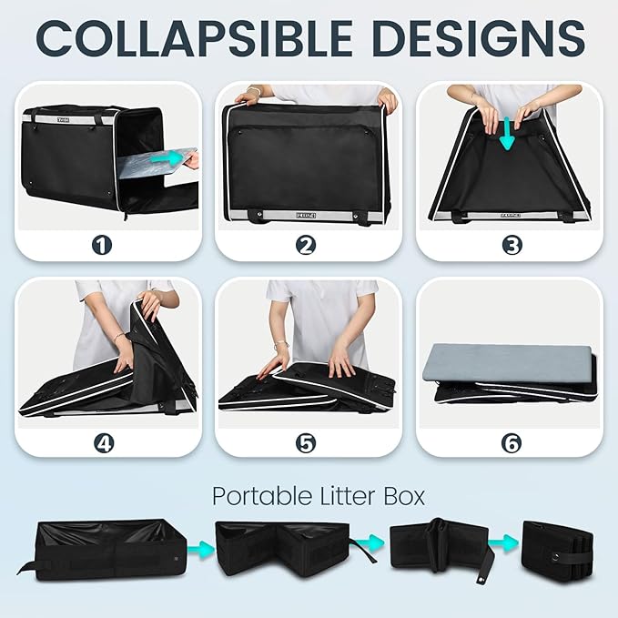 Petskd Extra Large Cat Carrier for 55LBS Pet Car Travel with Litter Box 24"x17"x17" Soft 5 Breathable