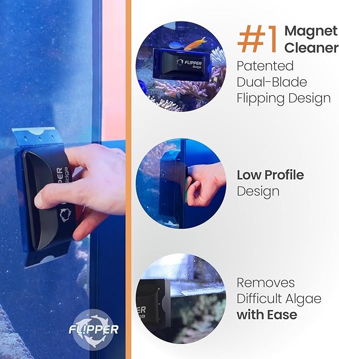 Flipper EDGE 2-in-1 Scrubber Scraper Floating Magnetic Fish Tank Aquarium Cleaner with DUAL BLADES