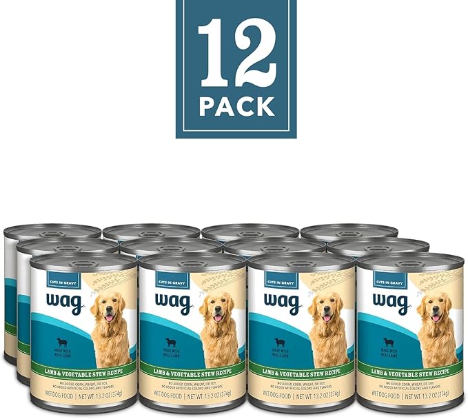 WAG Stew Canned Dog Food, Lamb & Vegetable Recipe, 13.2 oz Can (Pack of 12)