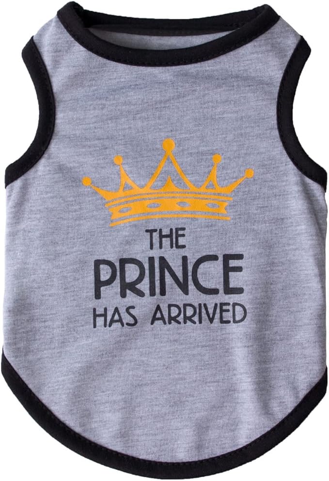Dog Shirt 3 Pcs Summer Cotton Vests for Small Dog Cats Boy Girl (Prince, Large)