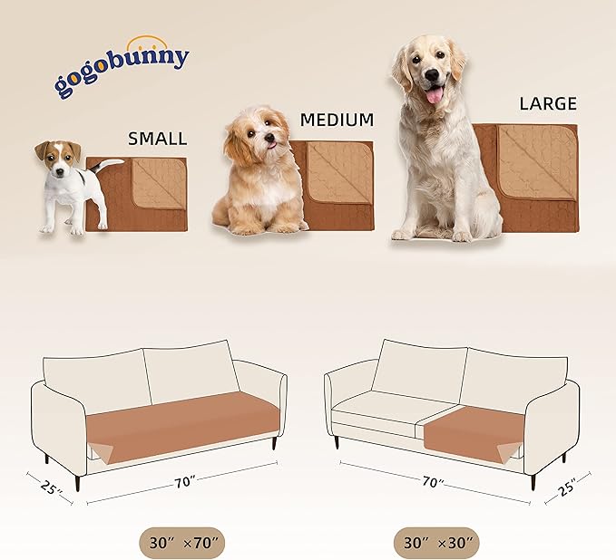 gogobunny 100% Double-Sided Waterproof Dog Bed Cover Pet Blanket Sofa Couch Furniture Protector for Puppy Large Dog Cat (32x53 Inch 1), Dark