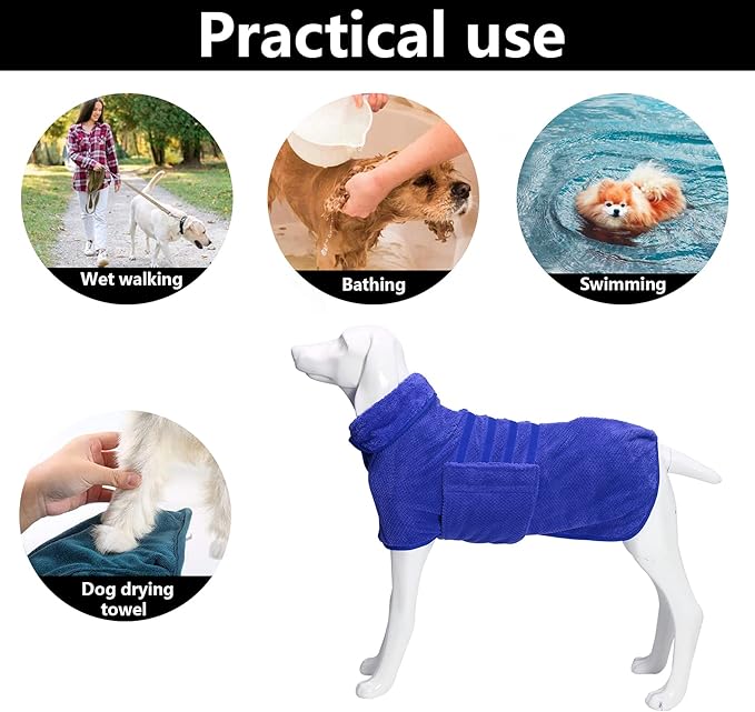 Geyecete Dog Bathrobe Towel Dog Drying Coat-Dry Fast