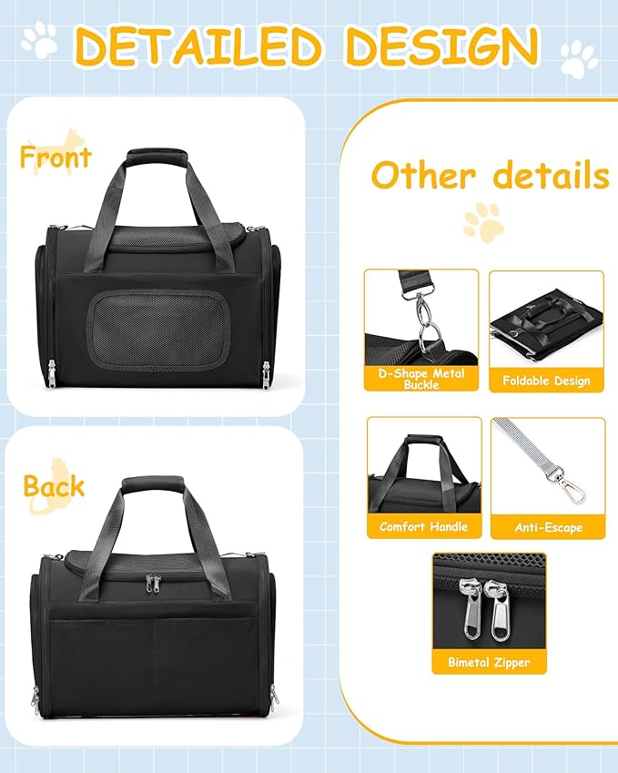 Cat Carrier Soft 20lbs, Collapsible