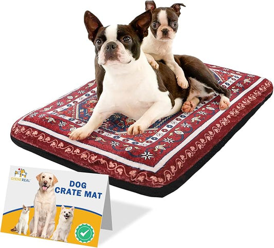 SCENEREAL Dog Crate Mat for Small Medium Large Dogs 18" x 24", Red