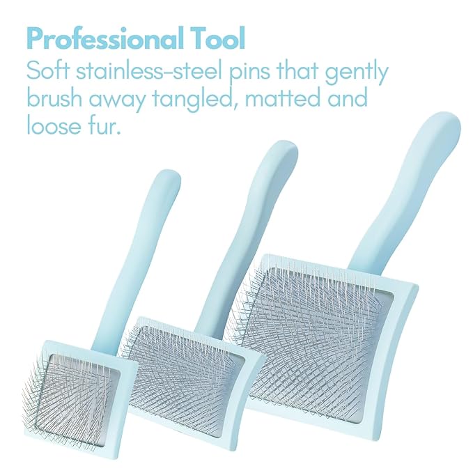 Pet Slicker Brush With Soft Massage Grooming Stainless Steel Pins