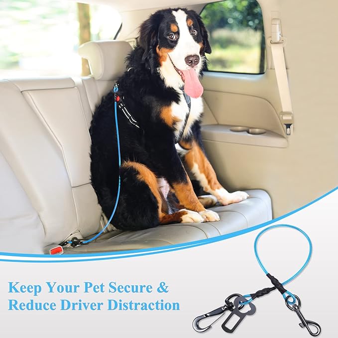 VIVAGLORY Dog Seat Belt 33", Blue