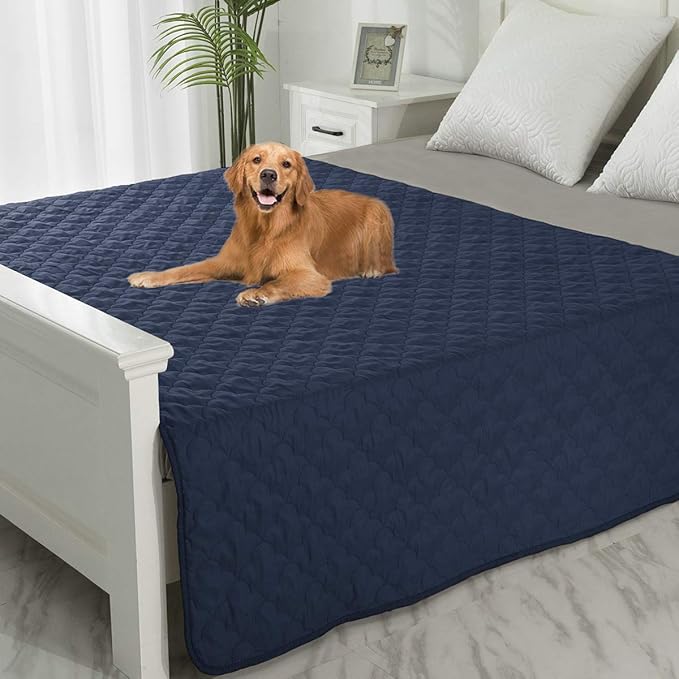 SPXTEX Dog Bed Cover Washable Pee Pads Dog Blankets for Puppy Large Dog Cat 1 Piece(52"x82",Navy+Stoneblue)