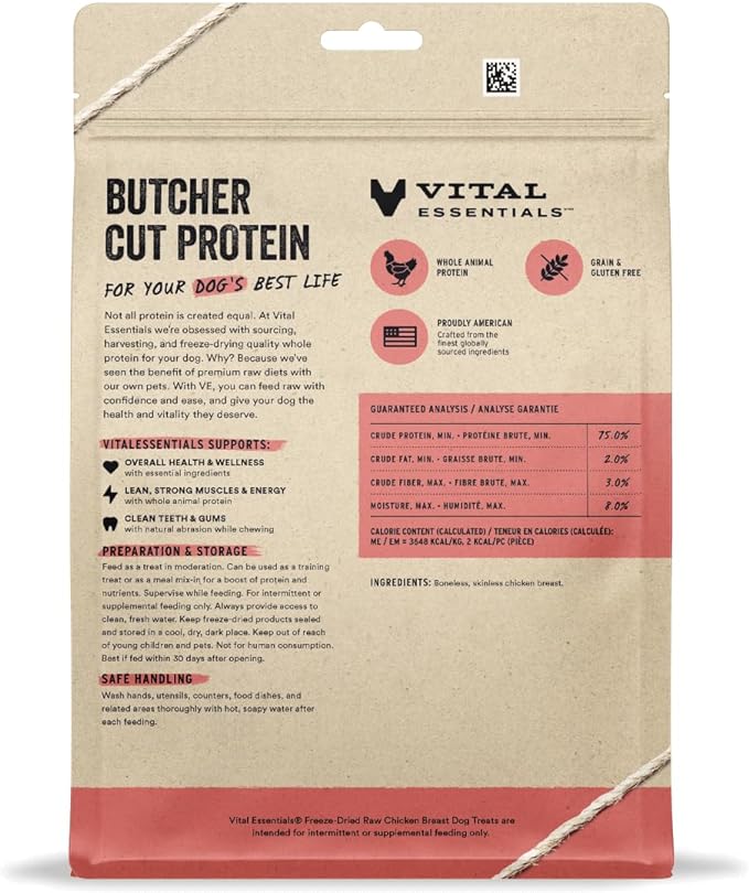 Vital Essentials Freeze Dried Raw Single Ingredient Dog Treats 10 oz