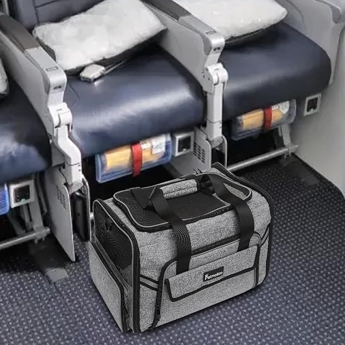 Soft-Sided Pet Carrier for Small Medium Cats 16LBs Airline 3 Open (Grey-X862)…