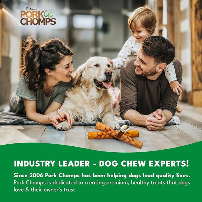 Pork Chomps Roasted Pork Skin Dog Chew 10-inch Braid, 1 Count