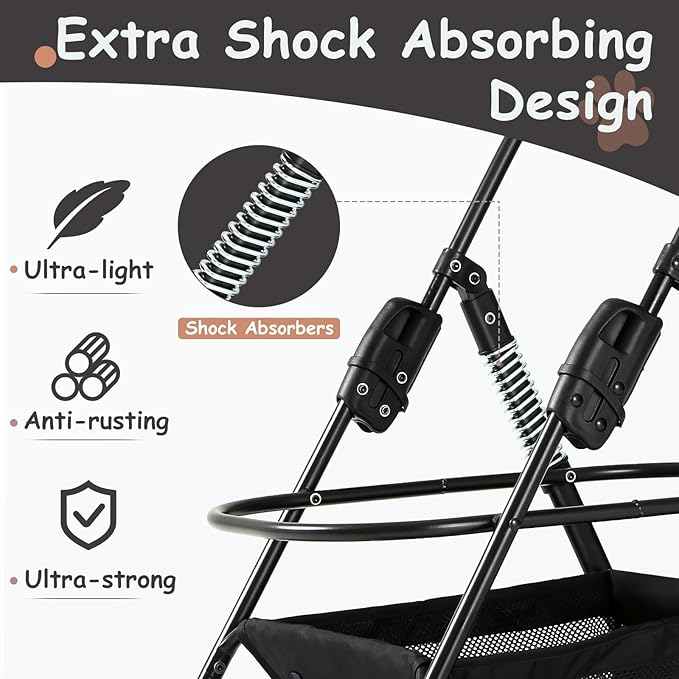 SWITTE Dog Stroller 3 in 1 Folding Pet Stroller 4 Wheels