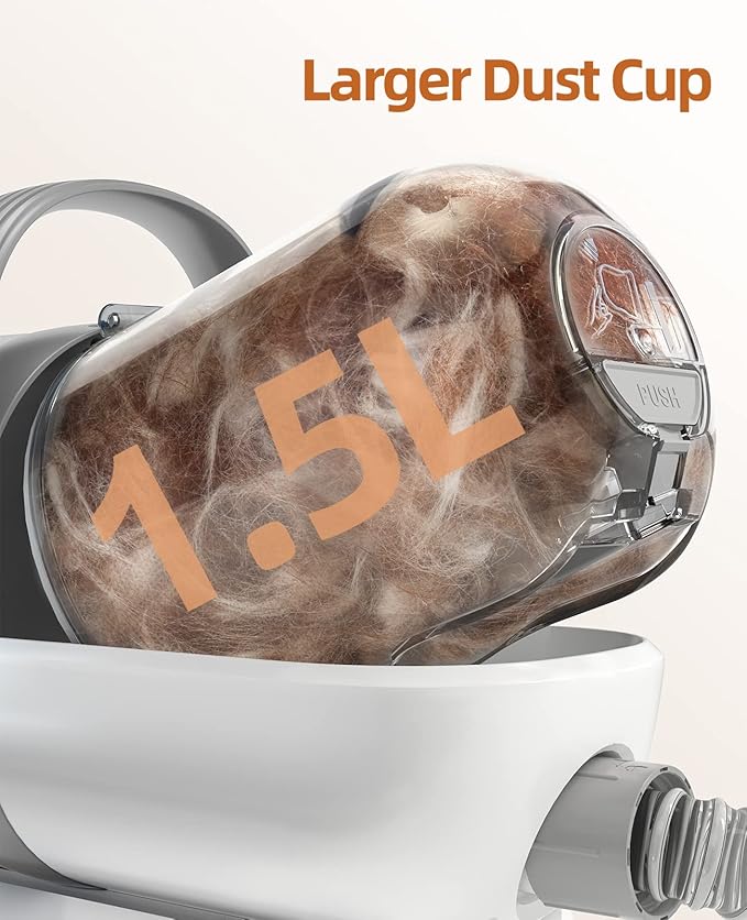 oneisall Dog Hair Vacuum & Dog Grooming Kit 1.5L Dust 7 Pet