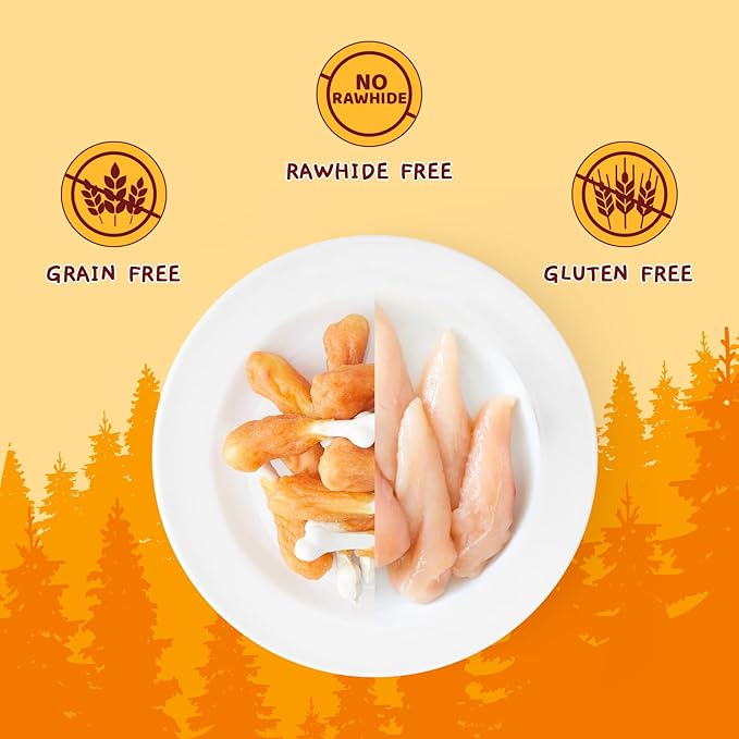 Jungle Calling Chewy Chicken Dog Treats Rawhide Free Real Chicken Calcium Bone