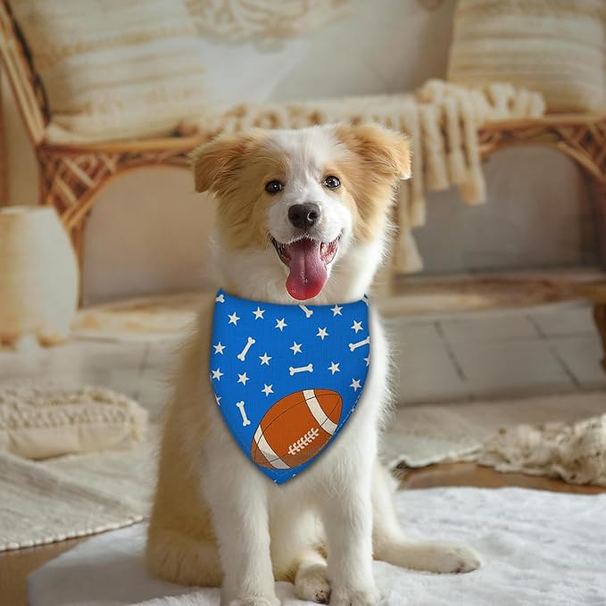 Football Dog Bandana Boy Girl Pets Bibs Scarf Triangle Adjustable Handkerchief