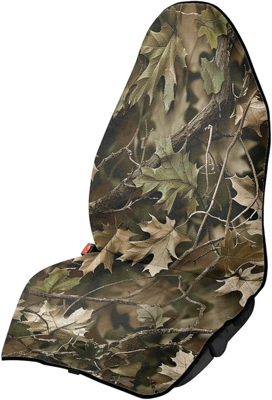Camo Forest Sweatproof Towel Car Front Seat Cover Non-Slip Bucket Seat Protector Easy to Install Universal Seat Cover for Car