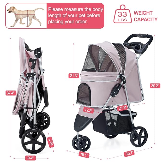 Pet Stroller 3 Wheel,